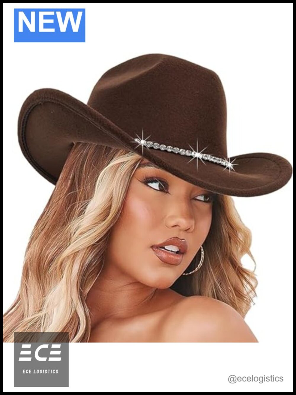 Rhinestone Felt Cowboy Hat Glitter Bling Western Rodeo Cowgirl Hat